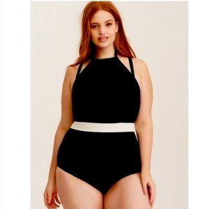 TORRID textured black white one piece, 0, 0X, 12 L